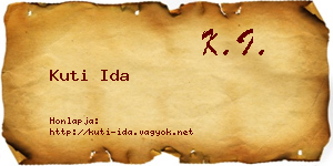Kuti Ida névjegykártya